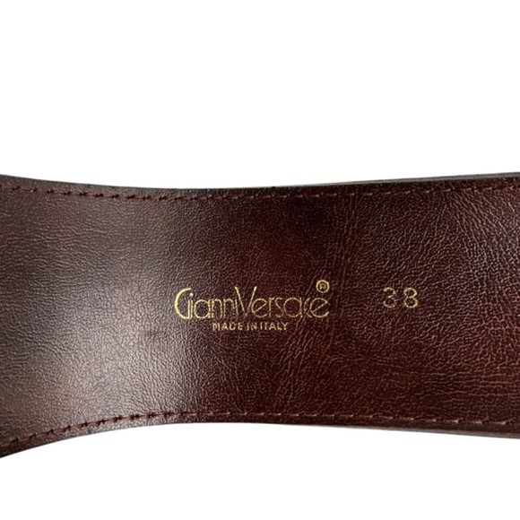Rare 80s Vintage GIANNI VERSACE Black Genuine Leather Belt Creoc Pattern 38/26 main image 10